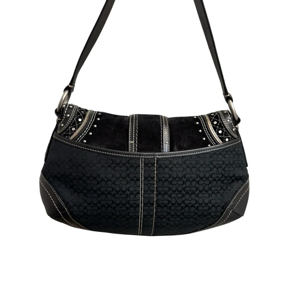 Coach signature black leather suede soho hobo bag vintage Y2K rare